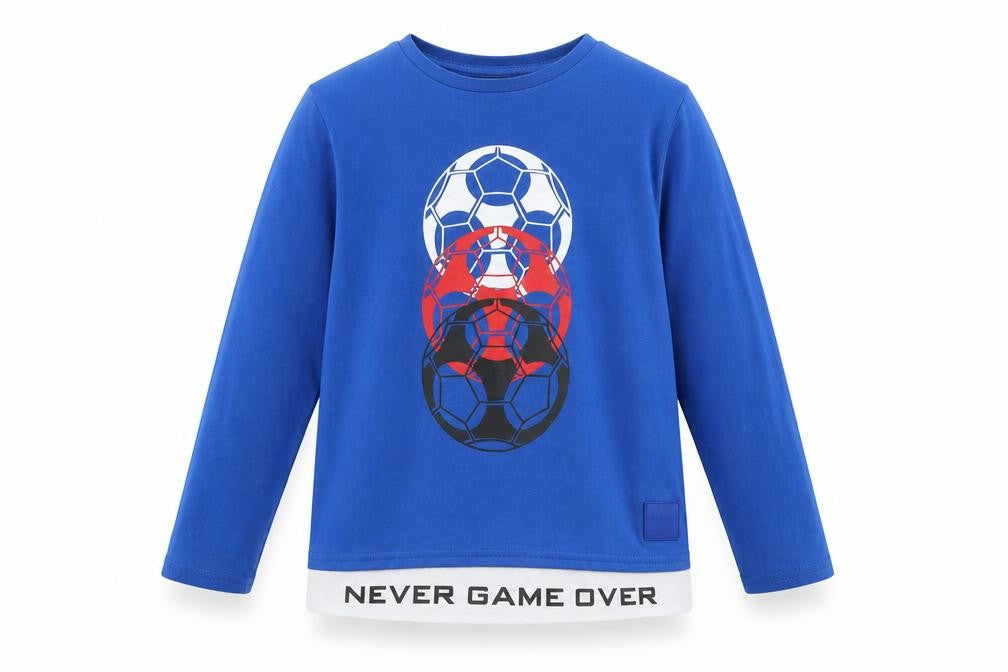 Front view of Pep&Co boys’ blue basic t-shirt, size 6, years
