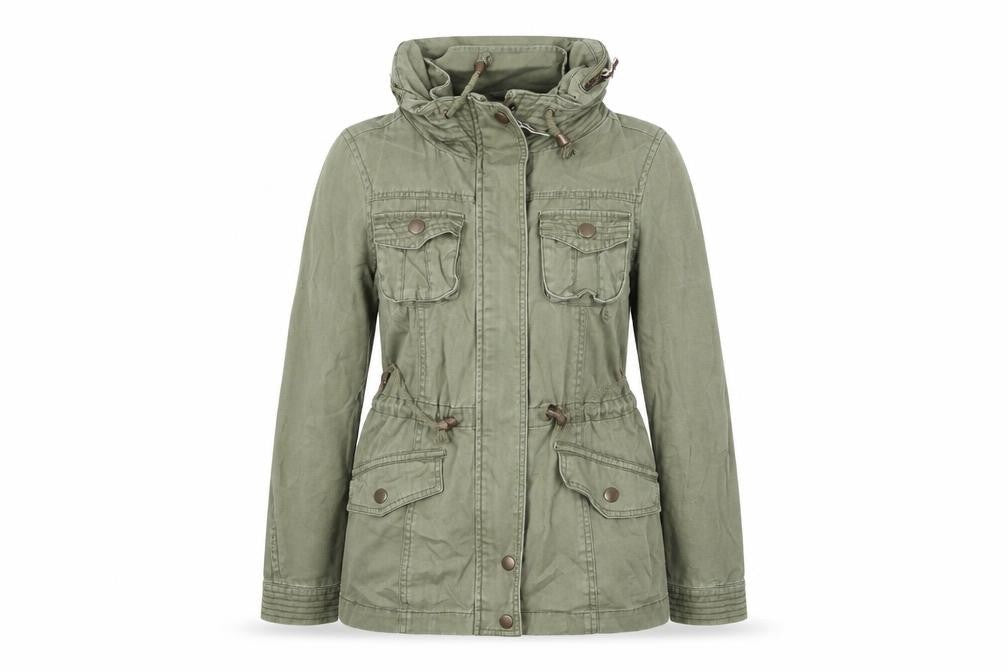 Front view of New Look women’s green jacket coat, size UK 8