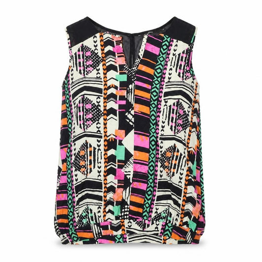 Front view of Next women’s black geometric basic t-shirt, size UK 10