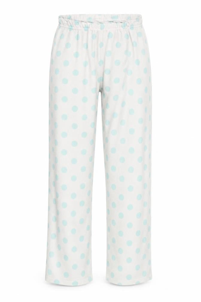 Front view of F&F women’s white polka dot top pyjama pants, size UK 8