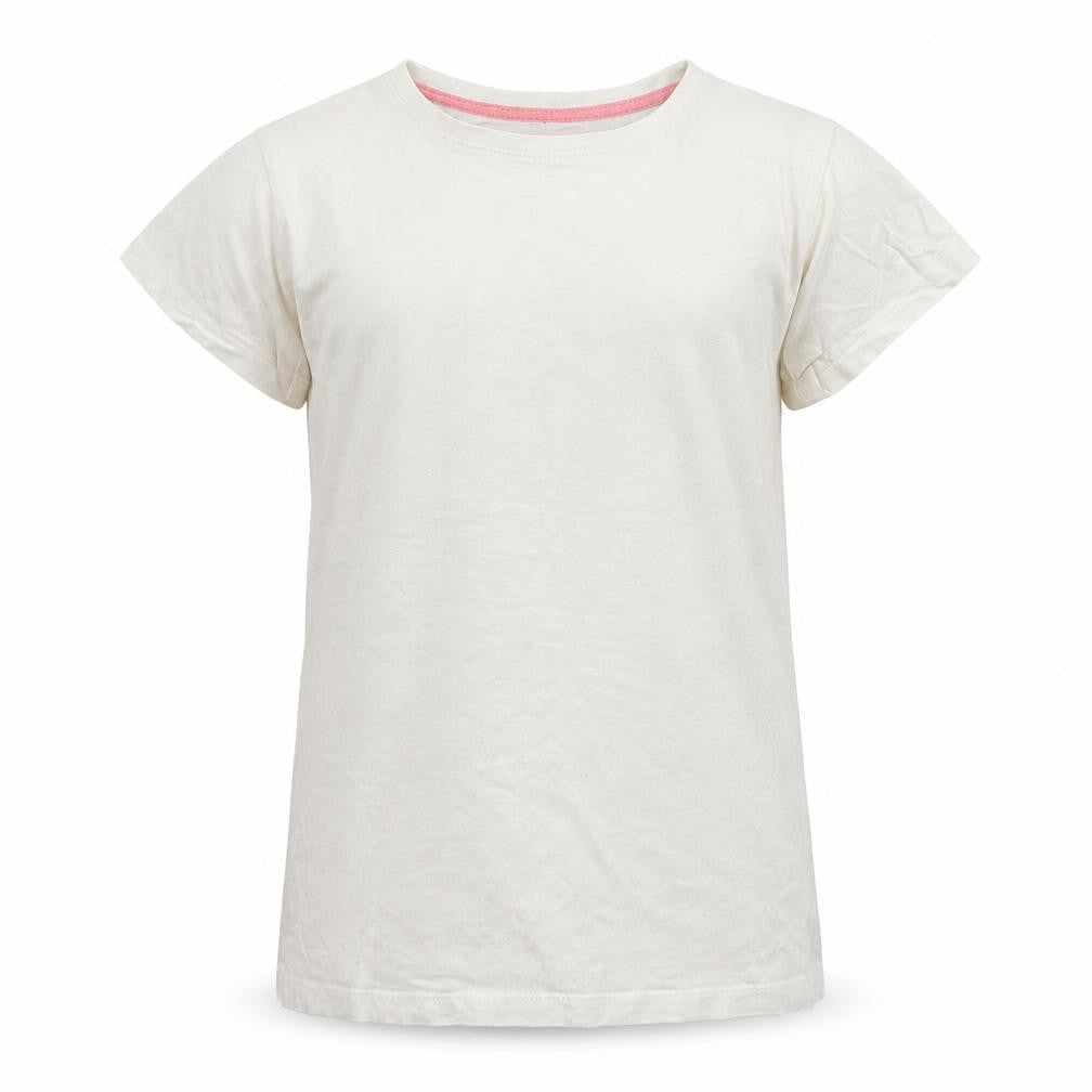 Front view of Young Dimension girls’ white basic t-shirt, size 12-13, years
