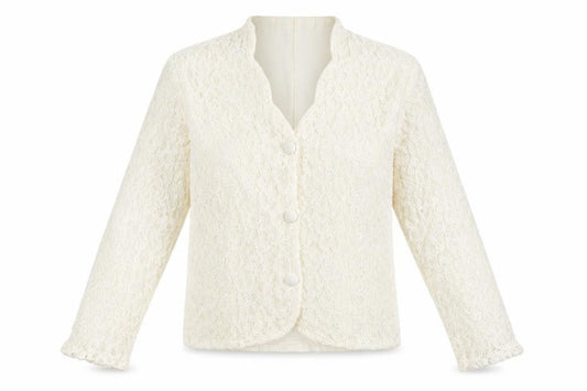 Front view of Burton women’s white jacket, size UK 12