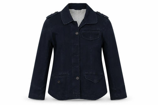 Front view of Next women’s blue jacket, size UK 10