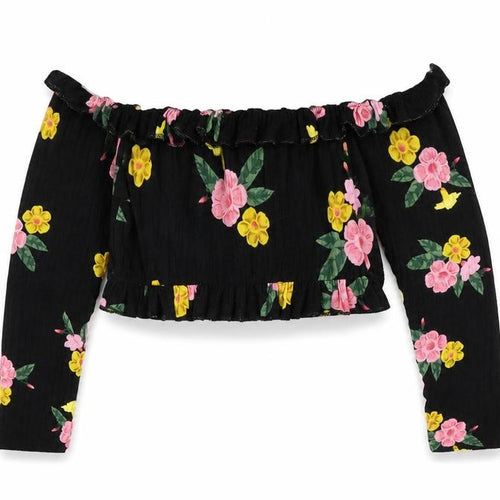 Select Girls Black Floral  Camisole Blouse Size 10-11 Years