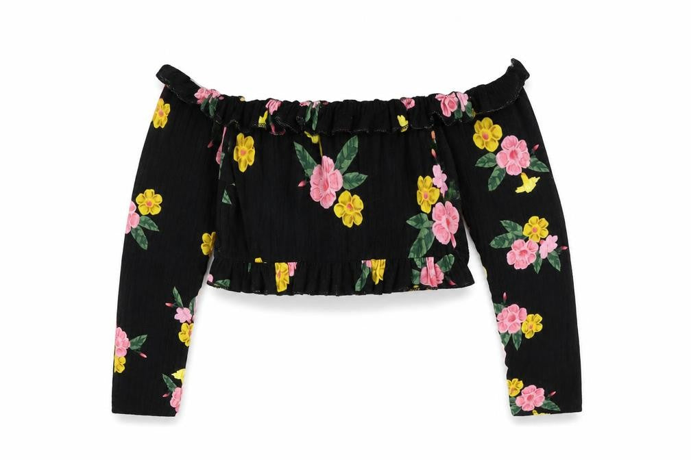 Select Girls Black Floral  Camisole Blouse Size 10-11 Years