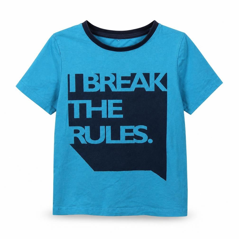 Front view of George boys’ blue basic t-shirt, size 7-8, years - break the rules