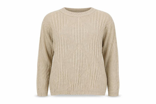 Front view of BHS women’s beige jumper, size UK 16