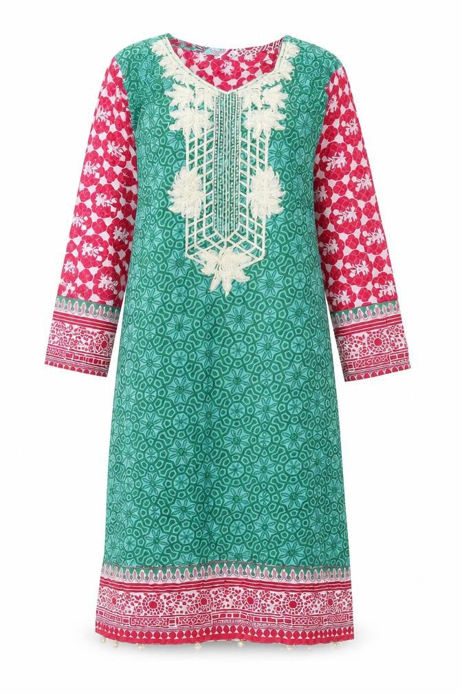 Front view of women’s pink a-line, size S