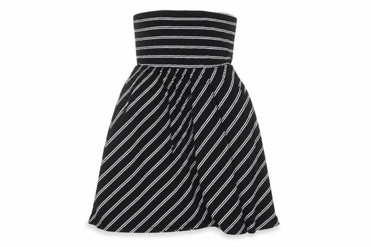 Front view of ESMARA women’s black striped a-line, size L