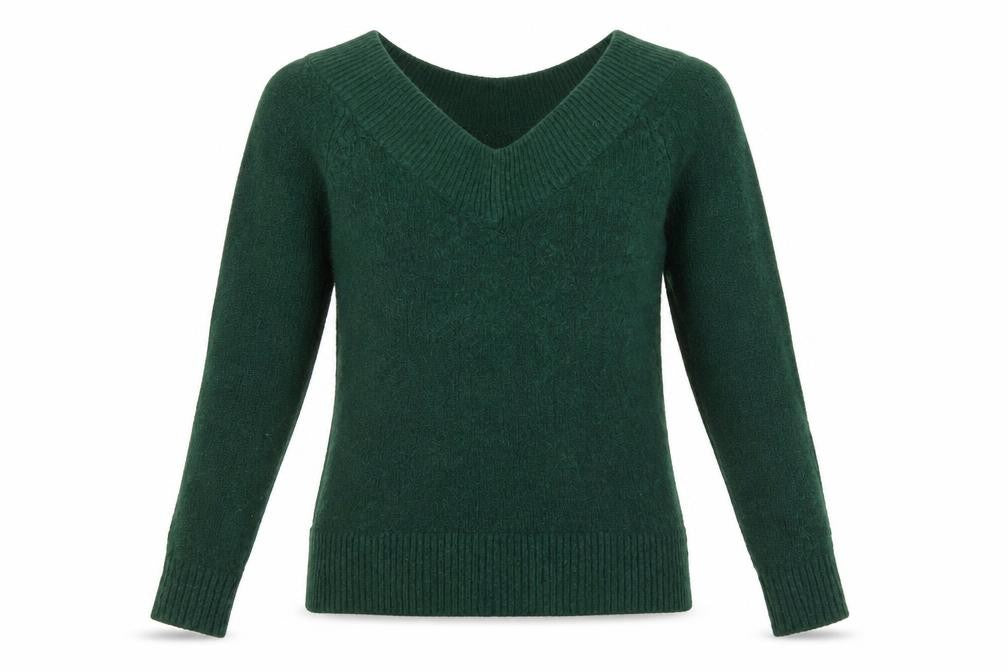 Front view of H&M women’s green jumper, size XS