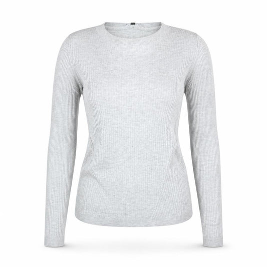 Front view of Warehouse women’s grey jumper, size UK 10