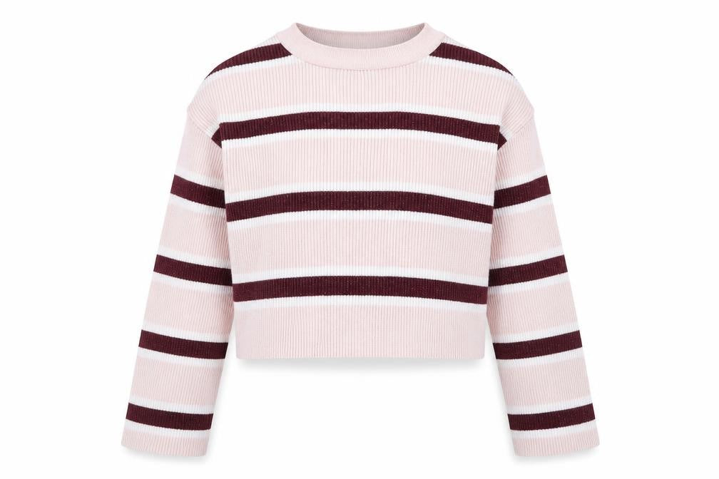 915 Generation Girls Pink Striped  Pullover Jumper Size 10-11 Years  - Cropped