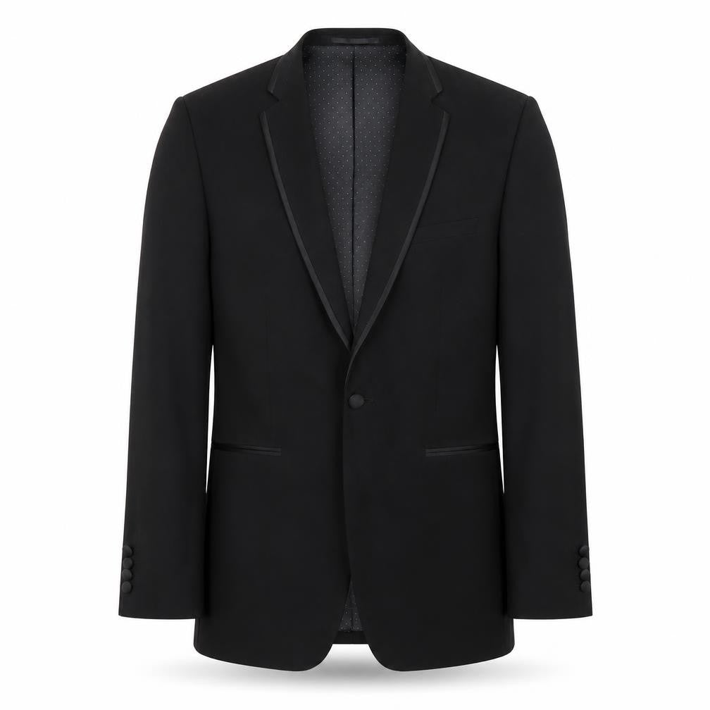 Front view of Preworn men’s black jacket suit jacket, size 40