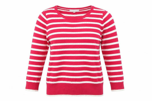 Front view of Red Herring women’s multicoloured striped jumper, size UK 12