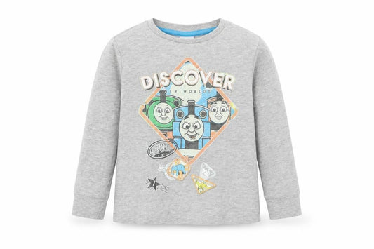Front view of Thomas & Friends Baby Grey Basic T-Shirt, size 18-24, Months