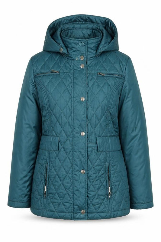 Front view of Four Seasons women’s green jacket one size