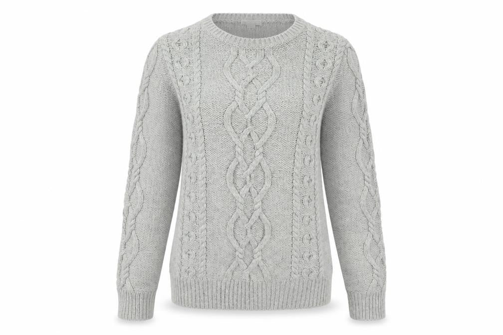 Front view of Gap women’s grey knit jumper, size S