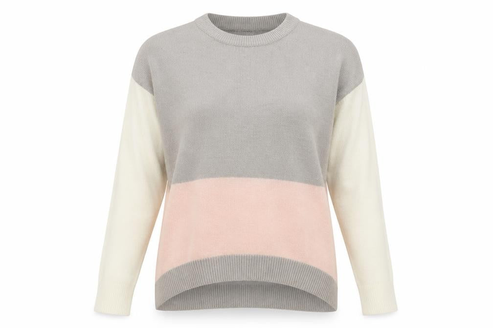 Front view of Nutmeg women’s grey knit jumper, size UK 14
