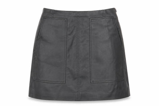 Front view of H&M women’s black flare skirt, size UK 12