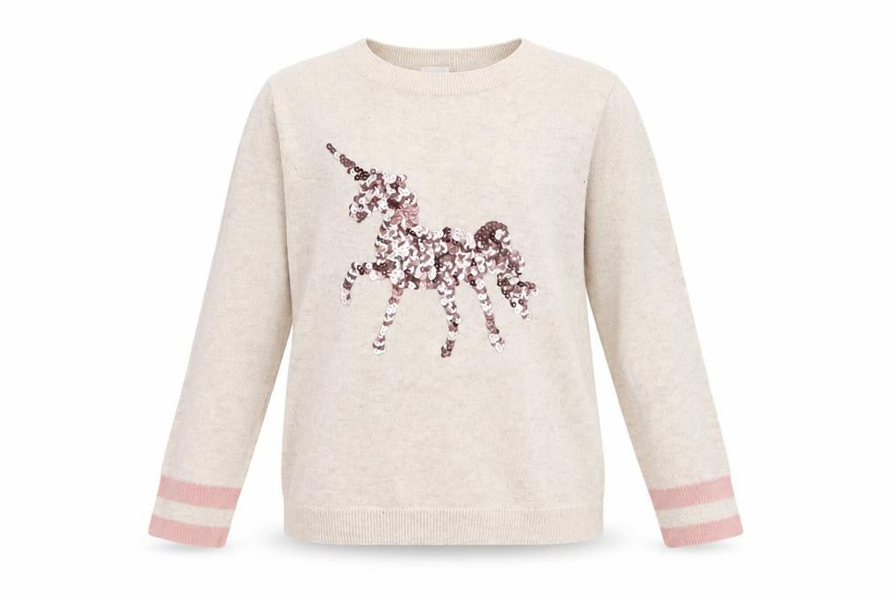 Front view of Gap girls’ ivory geometric jumper, size S