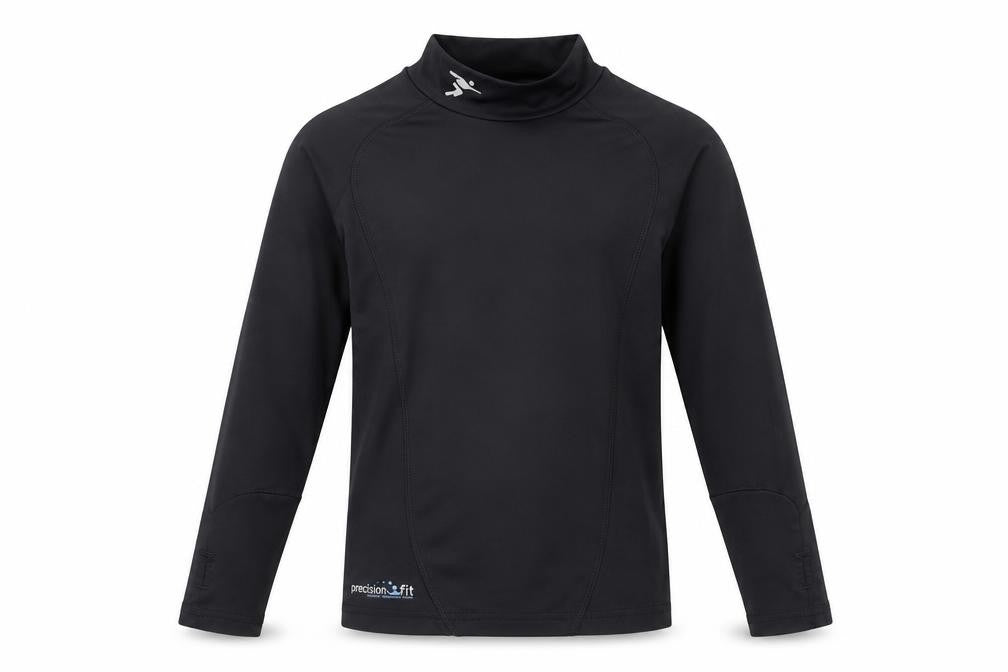 Front view of Precision Fit boys’ black jersey t-shirt, size 4-5, years