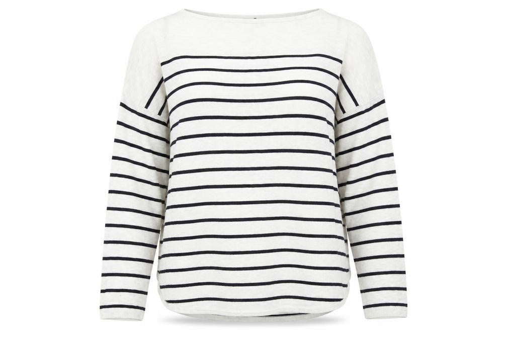 Front view of H&M women’s multicoloured striped knit jumper, size M