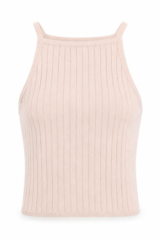 Front view of Divided women’s pink cropped tank, size XS