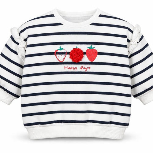 F&F Baby White Striped  Pullover Jumper Size 0-3 Months  - Strawberries