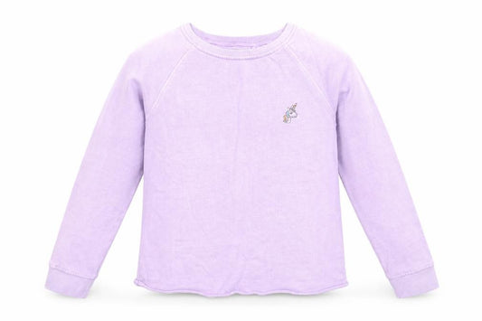 Front view of Next girls’ purple pullover sweatshirt, size 11, years - unicorn