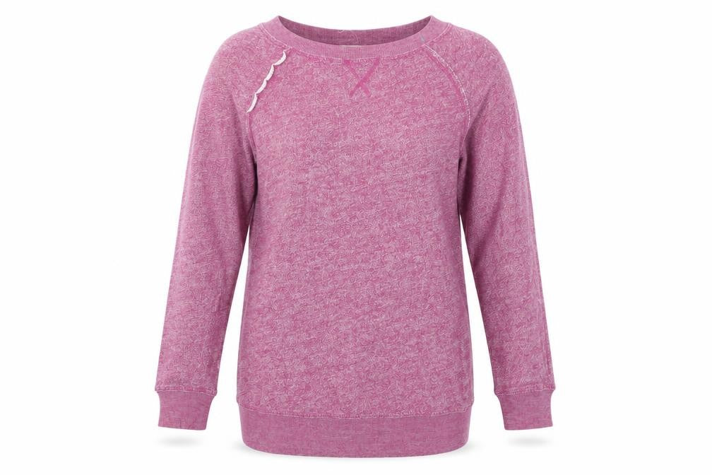 Front view of Caslon women’s purple jumper, size M
