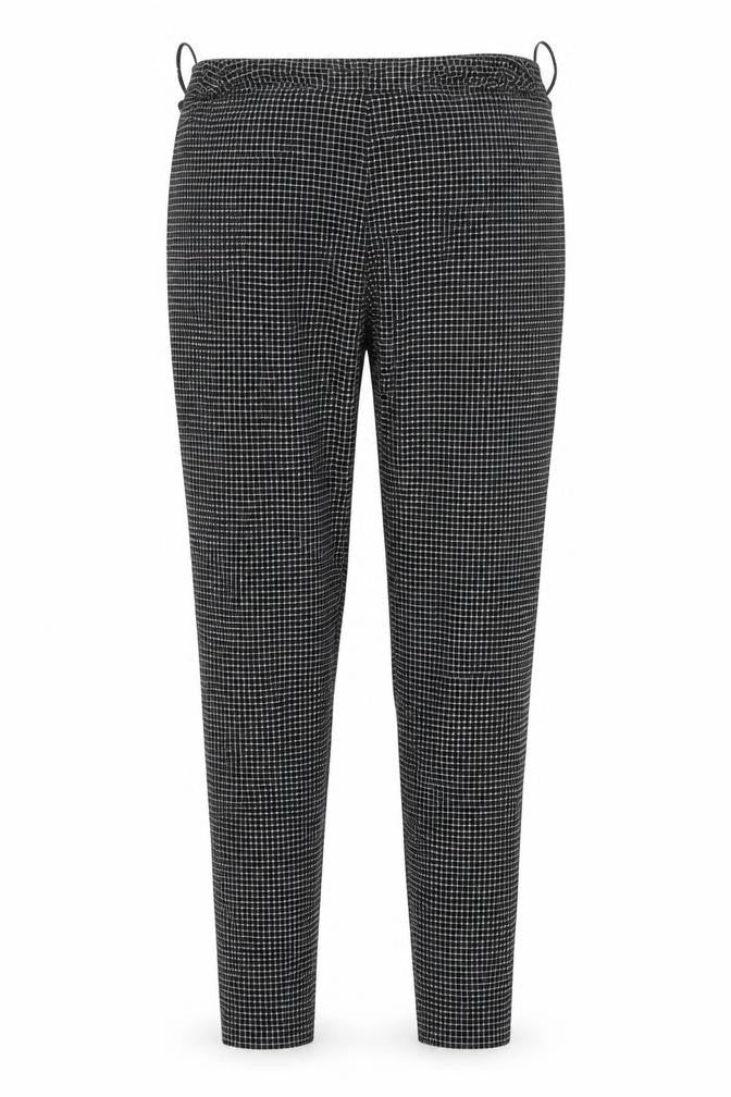 Front view of New Look women’s black check trousers, size UK 10, 29-inch leg