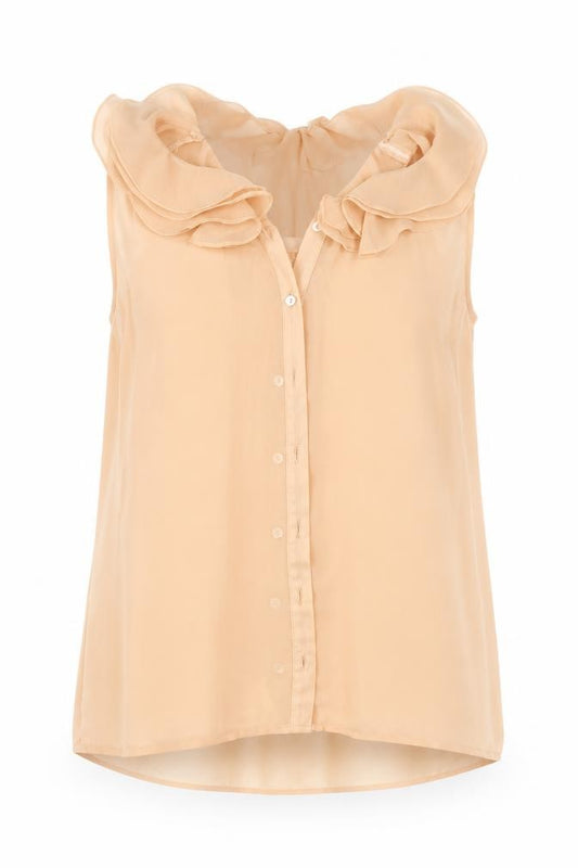 Front view of New Look women’s beige basic button-up, size UK 12