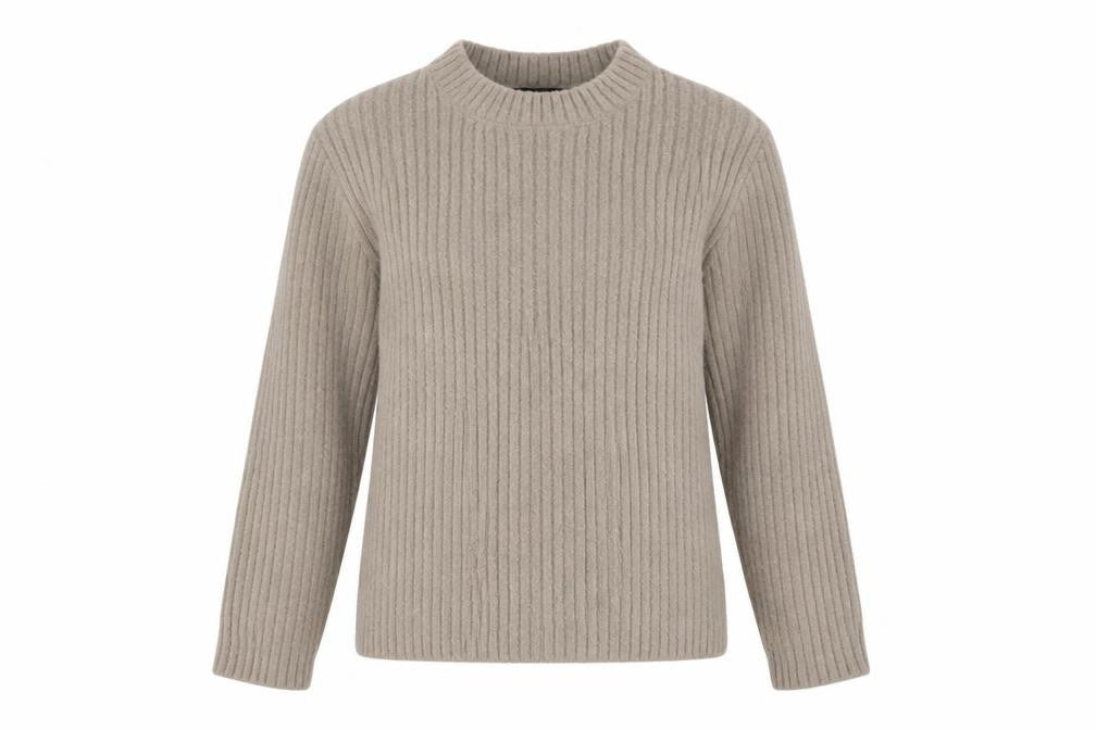 Front view of New Look women’s beige pullover sweatshirt, size UK 10