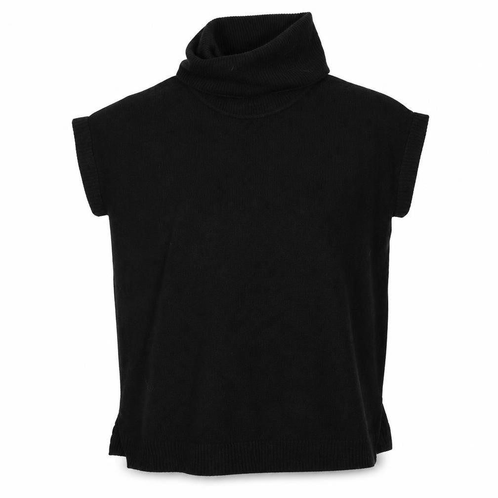 Front view of F&F women’s black knit pullover sweatshirt, size UK 12