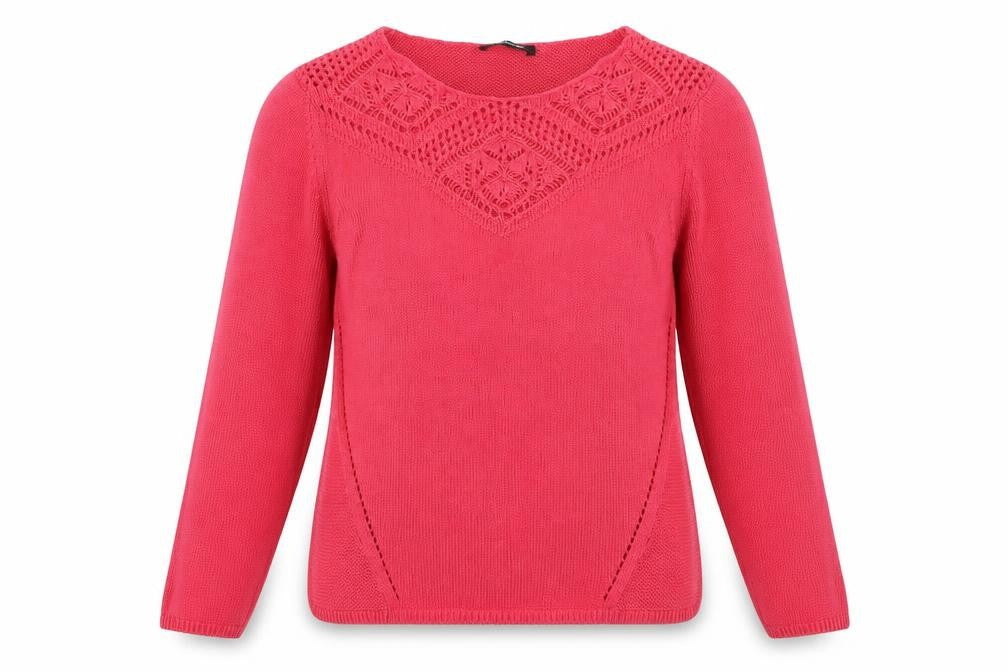 Front view of Kaleidoscope women’s pink pullover sweatshirt, size UK 14