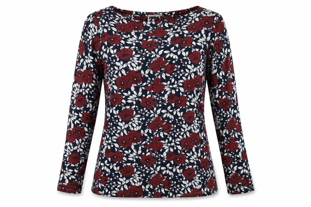 Front view of TU women’s blue floral pullover sweatshirt, size UK 12