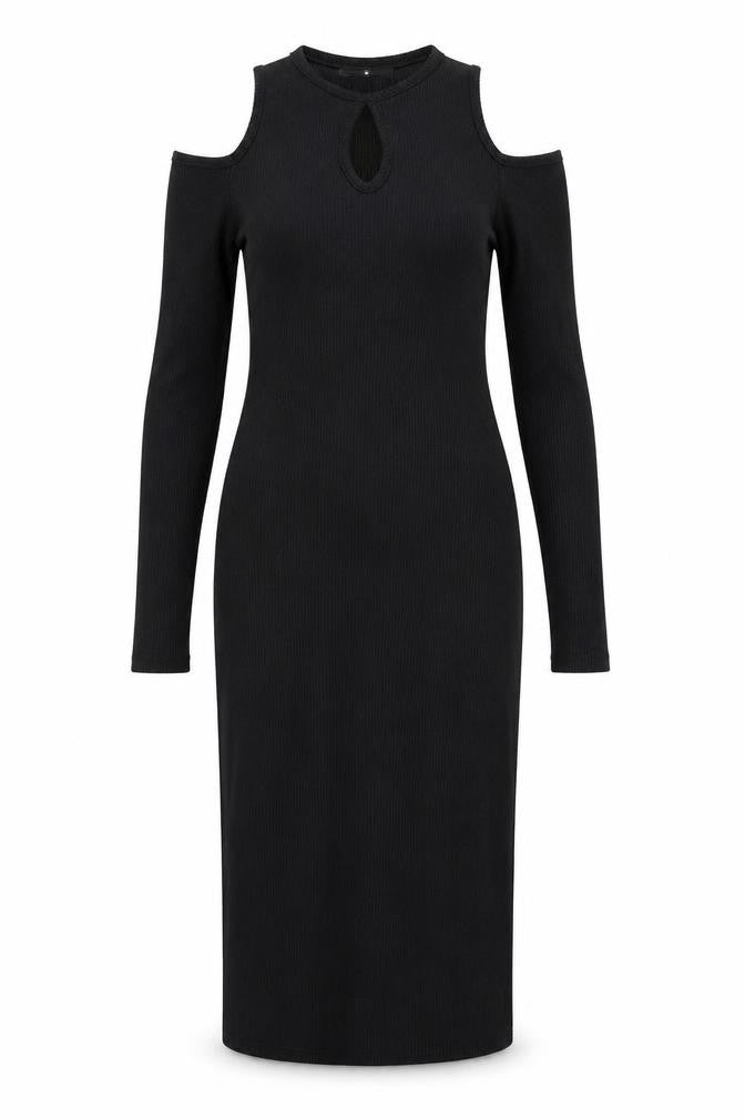 Front view of Very women’s black bodycon, size UK 10