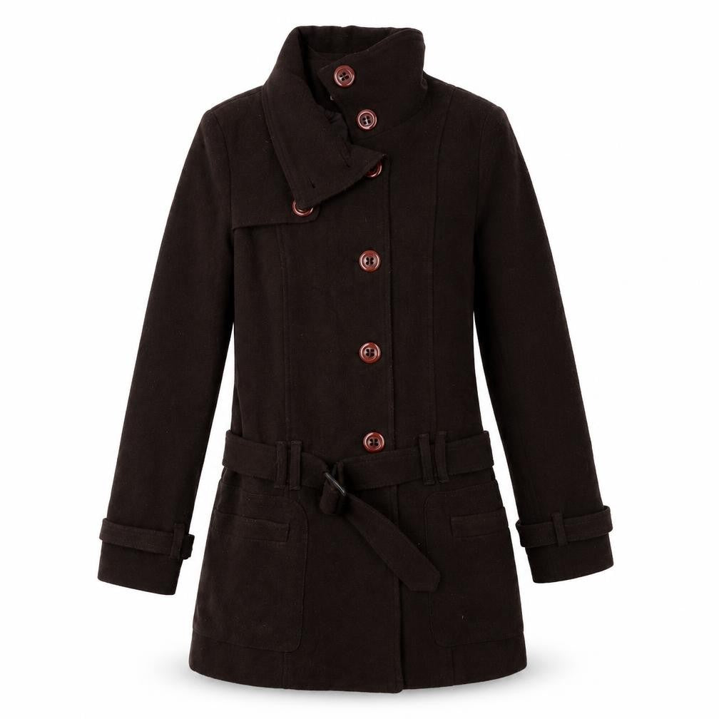 Front view of Yazz women’s brown parka coat, size UK 8