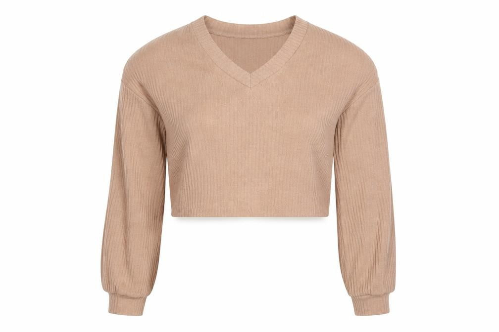 Front view of SHEIN women’s brown jumper, size XS, - cropped