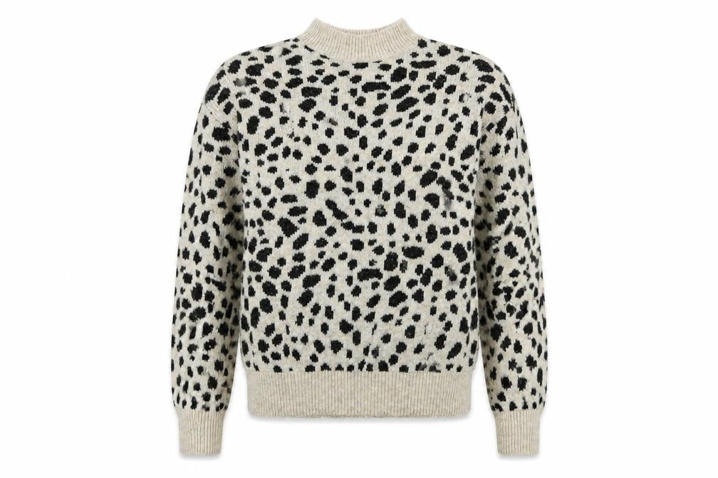 Front view of Dorothy Perkins women’s grey animal print jumper, size UK 8