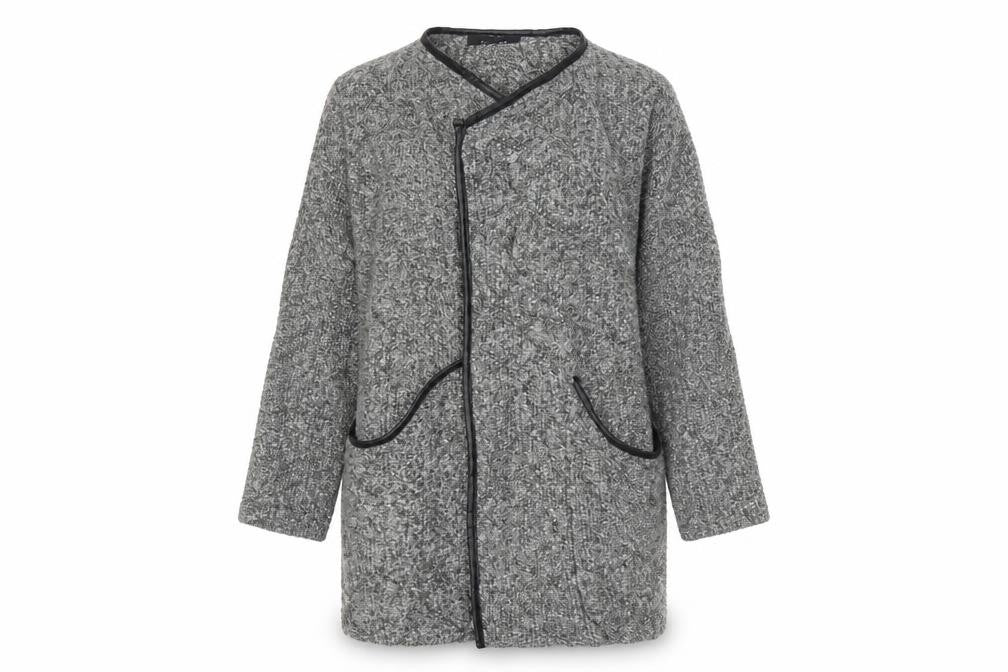 Front view of Atmosphere women’s grey jacket coatigan, size M