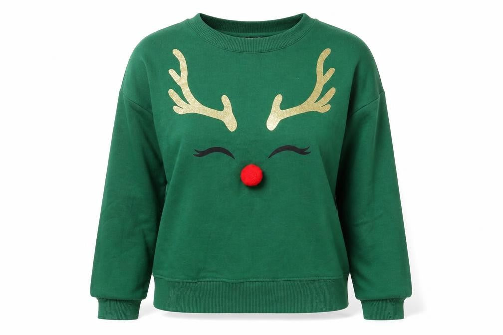 Front view of Dorothy Perkins women’s green jumper, size UK 4