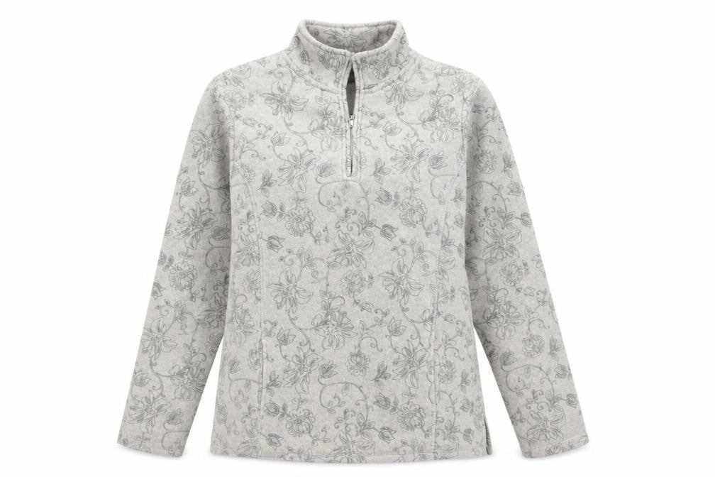 Front view of Dash women’s grey floral jumper, size UK 10