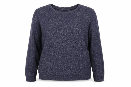 Front view of ASOS women’s blue pullover sweatshirt, size UK 12