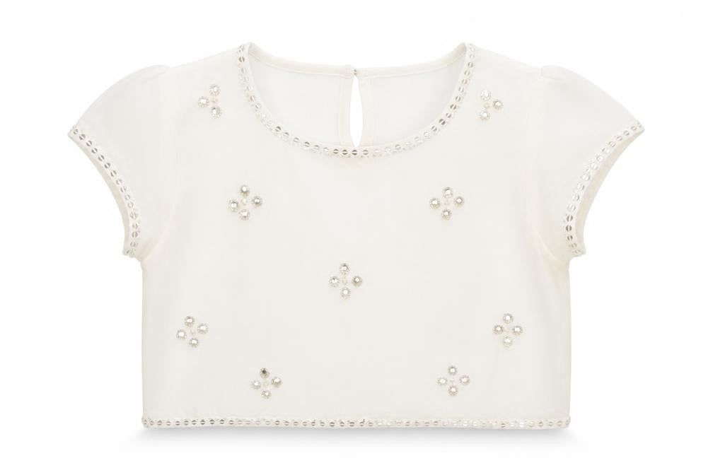 Matalan Girls White   Cropped T-Shirt Size 12 Years