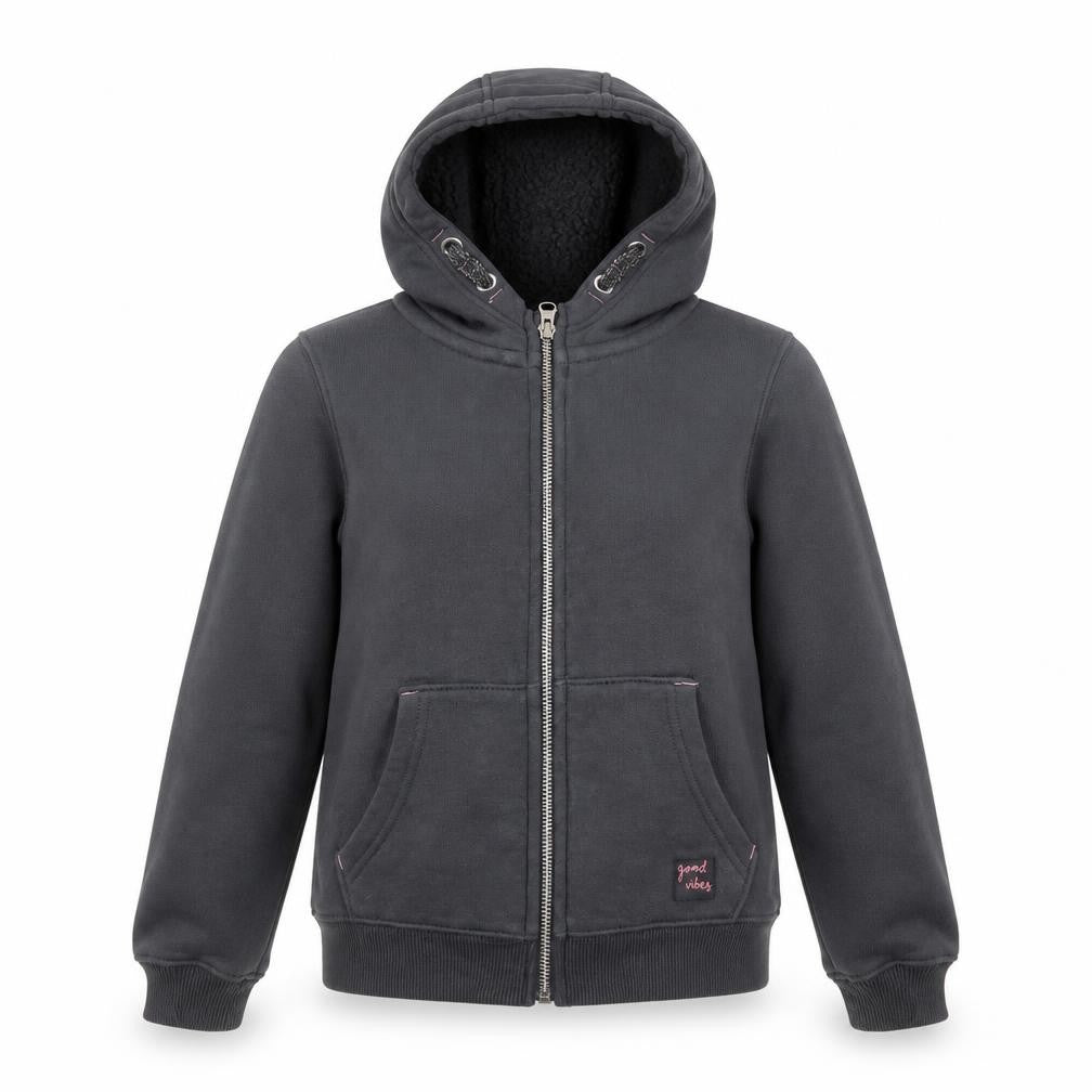 Front view of Nutmeg girls’ grey jacket, size 8-9, years