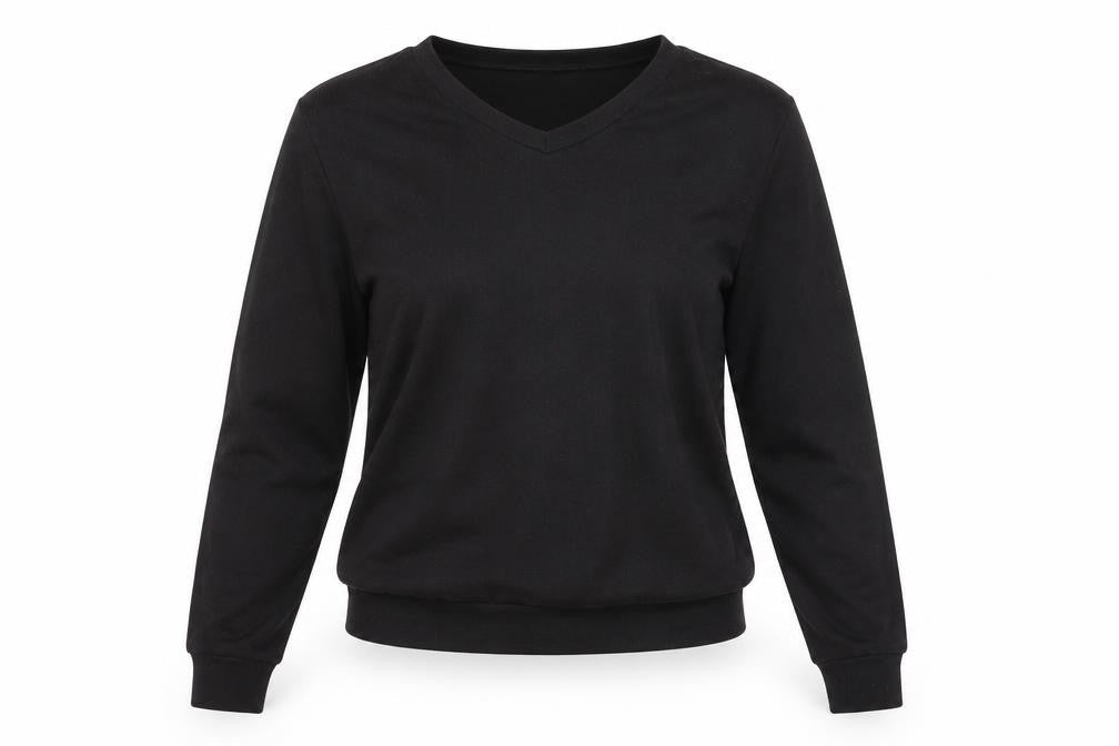 Front view of New Look women’s black jumper, size UK 12