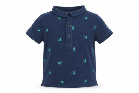 Front view of Tu Baby Blue Basic Polo, size 12-18, Months