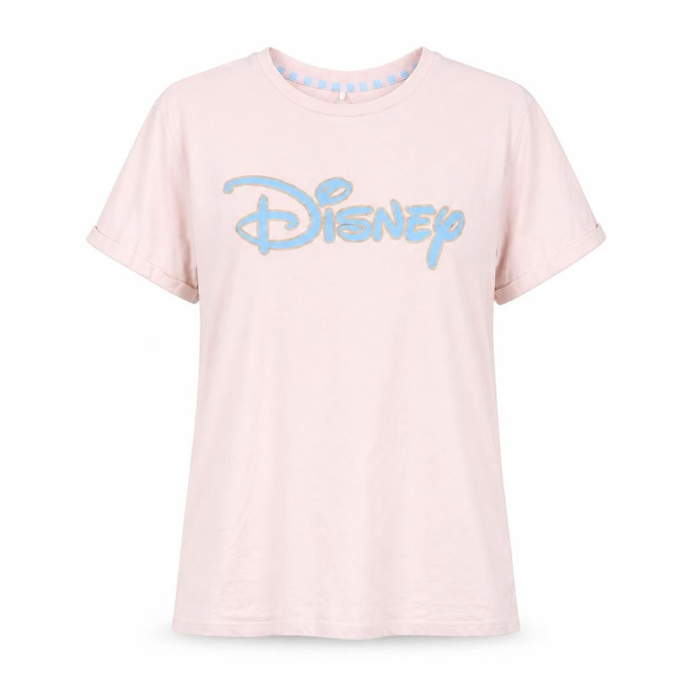 Front view of Love To Lounge women’s pink solid top pyjama top, size UK 12