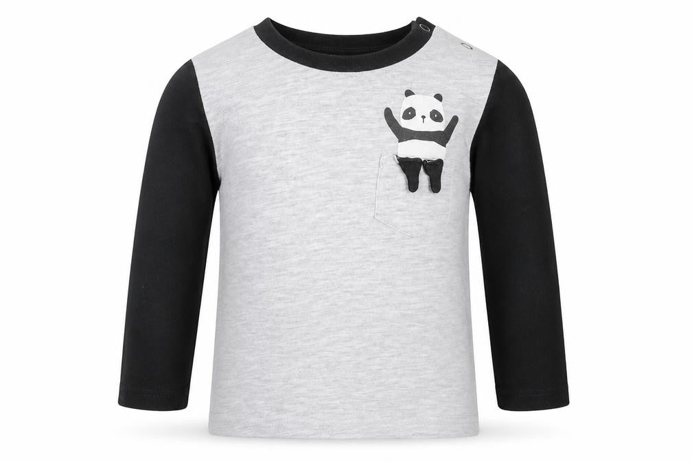 Front view of F&F boys’ grey basic t-shirt, size 12-18, months